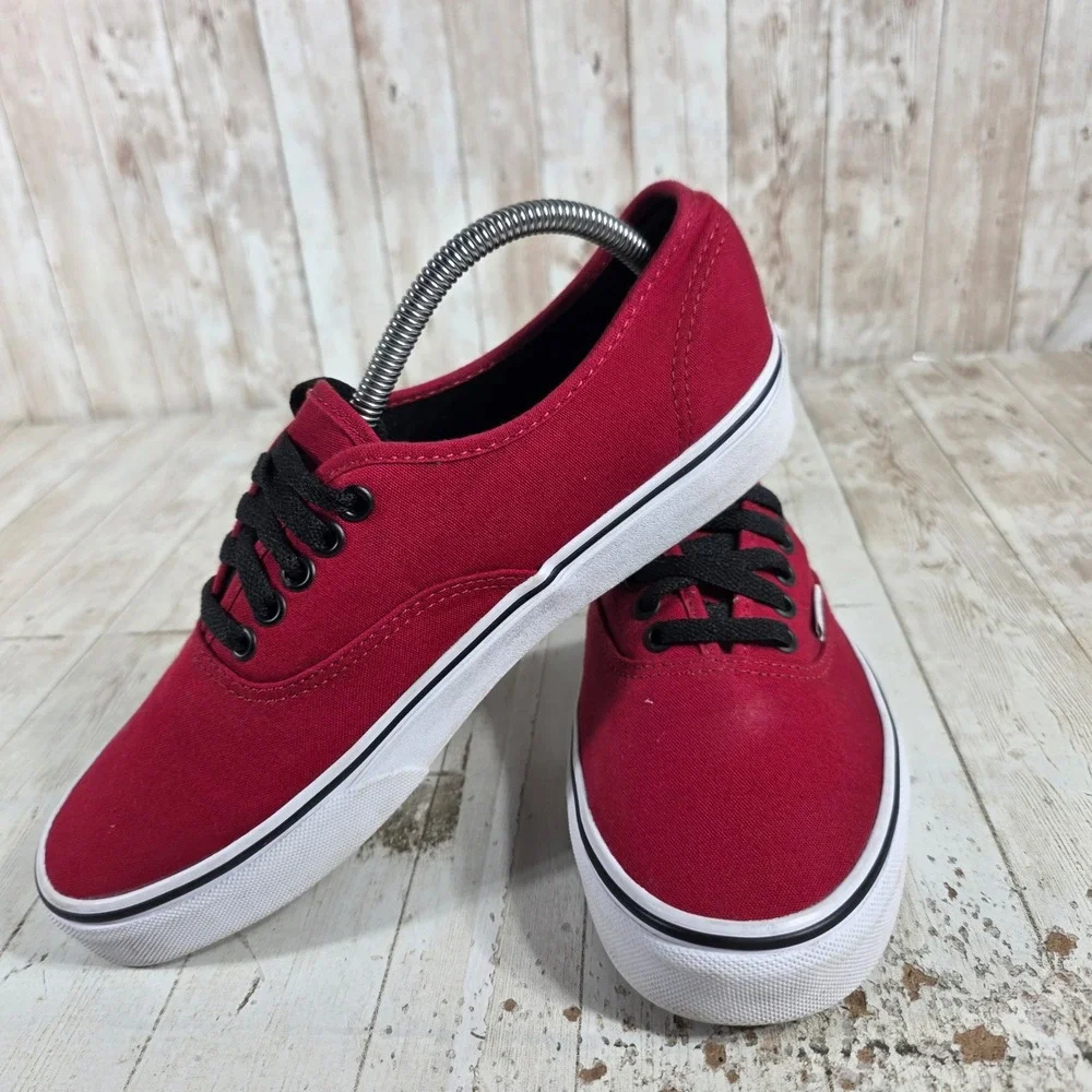 Vans‎ Authentic Rumba Red Canvas Low Top Skate Shoes Womens 10.5 Mens 9.0